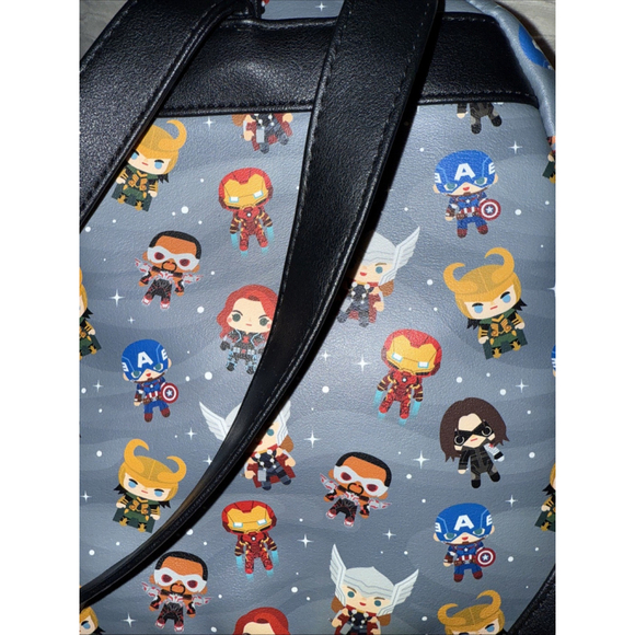 Loungefly Marvel Gray Chibi Avengers Mini Backpack - Picture 4 of 7